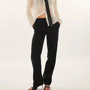 Free People Black Tuxedo Trousers